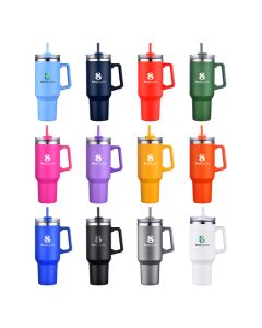 40oz Vacuum Insulated  Travel mug with handle and straw