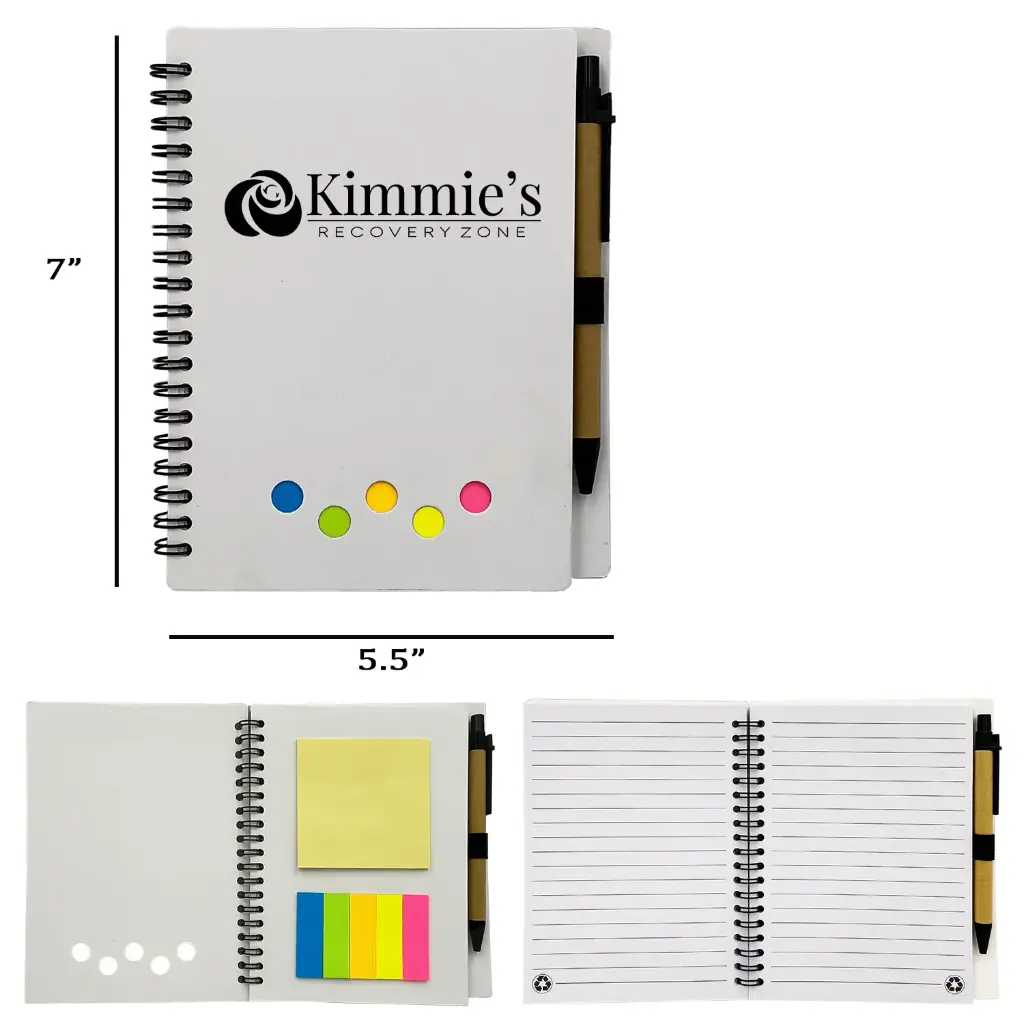 5.5"* 7" Spiral White Notebook with Pen ï¿½ Eco-Friendly  Set