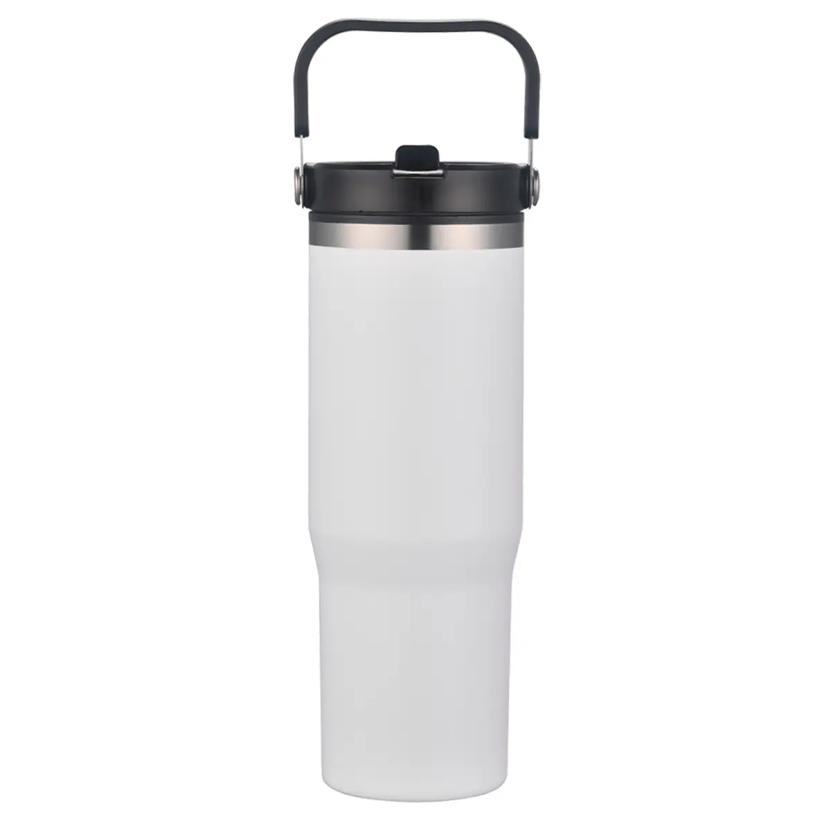 [LS-268- White] 30oz Vacuum Travel Mug with Carrier (White)