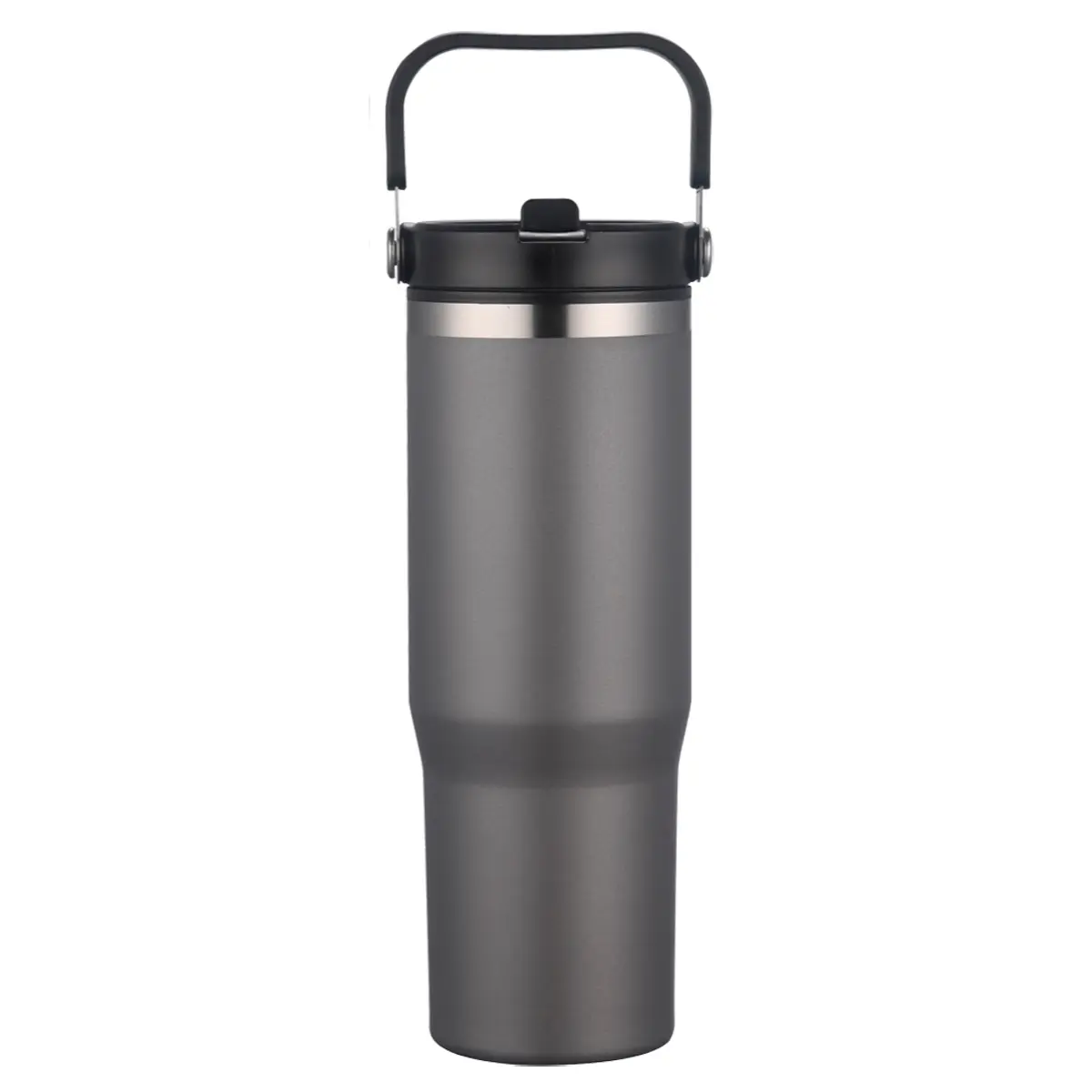 [LS-123AP-Gray] 30oz Double Wall tumbler with carrier. Plastic inner, SS outer with powder coating (Gray)