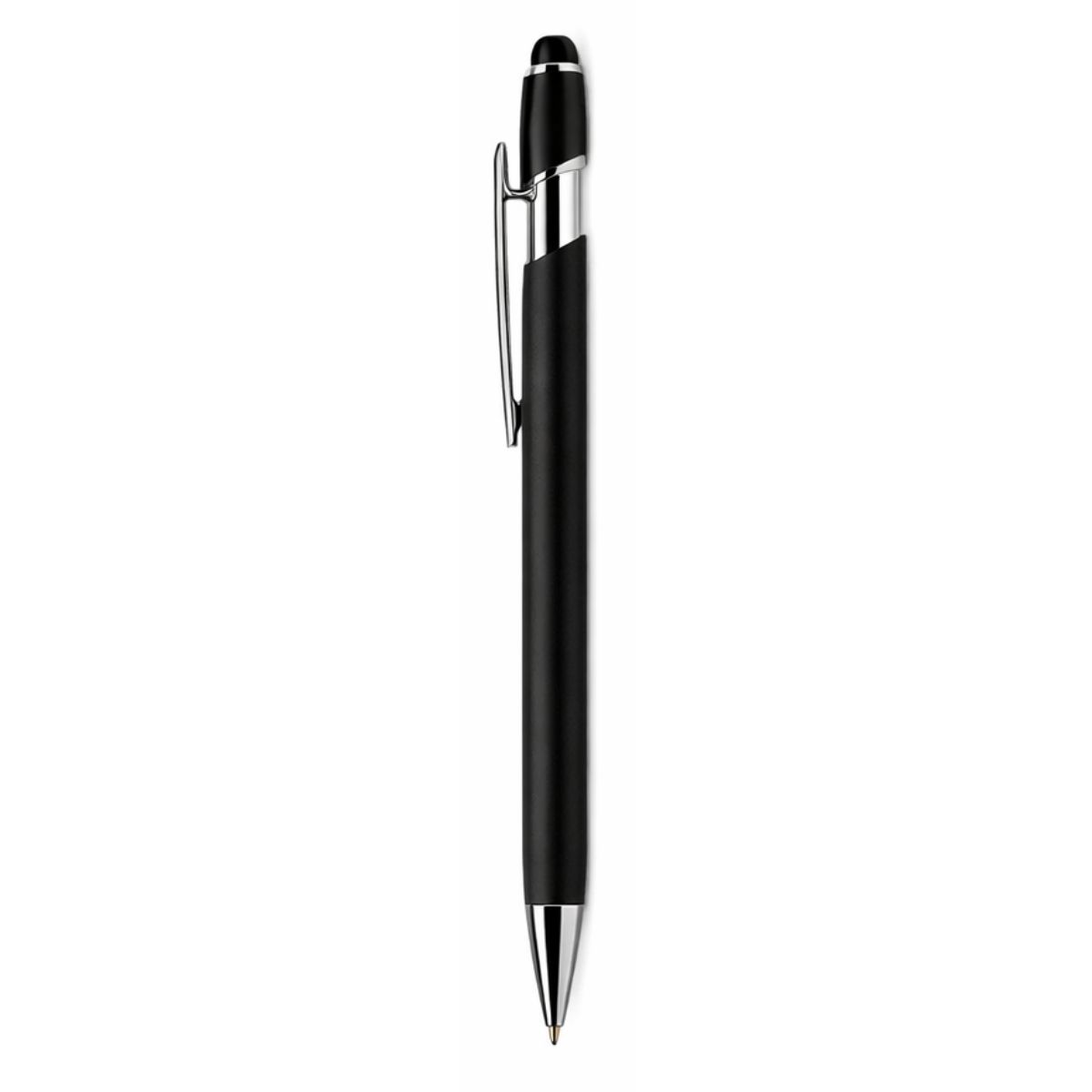[VPS-10016- Black] Soft Rubber Finish Click Metal Ballpoint Stylus Pen (Black)