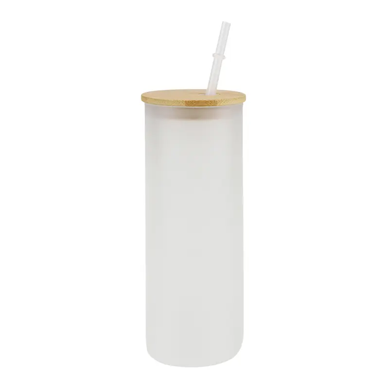 [BLBZ-006] 25oz Frosted Glass Tumbler with Bamboo Lid