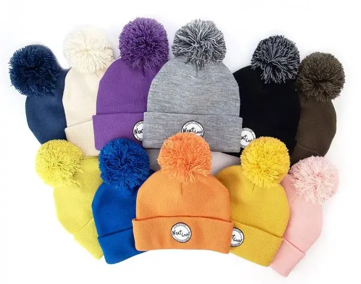 BNS-035 Solid Color Beanie with Pom-pom