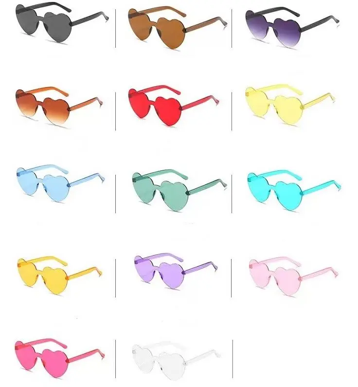 Rimless One Piece Heart Sunglasses
