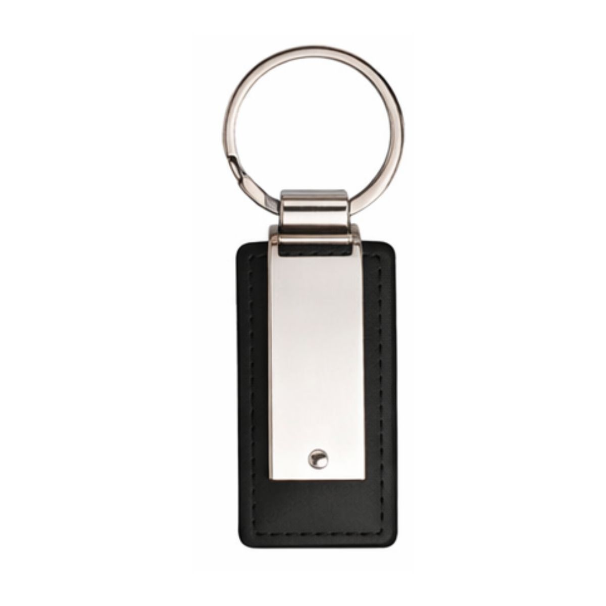 [VPS-20032-Black] Leatherette Metal Keychain (Black)