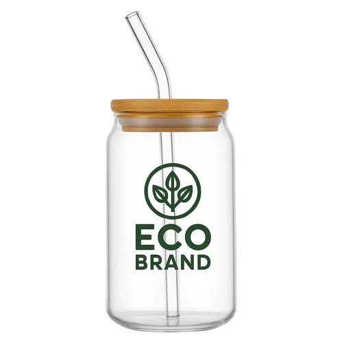[BLBZ-00] 16oz Clear Glass With Bamboo Lid