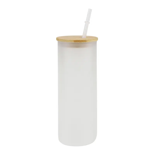 [BLBZ-006] 25oz Frosted Glass Tumbler with Bamboo Lid