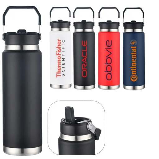[LS-901] 30oz Vacuum bottle with straw and carry handle