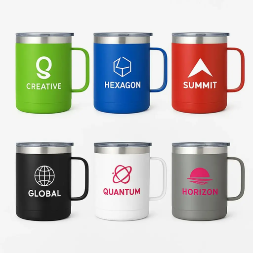 [LS-9985] 14oz Powder Coated Stainless Steel Outer & Inner walls Vacuum Camping Mug w/ Handle