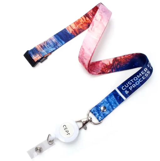 [SLYD-12-RRSB] 1/2" x 36" Full Color Sublimated Lanyard with Retractable Reel and Safety Breakaway