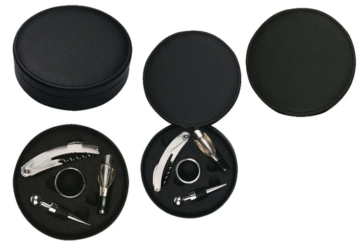 [VPS-0007] PC Leatherette Case Wine Opener Set & Corkscrew
