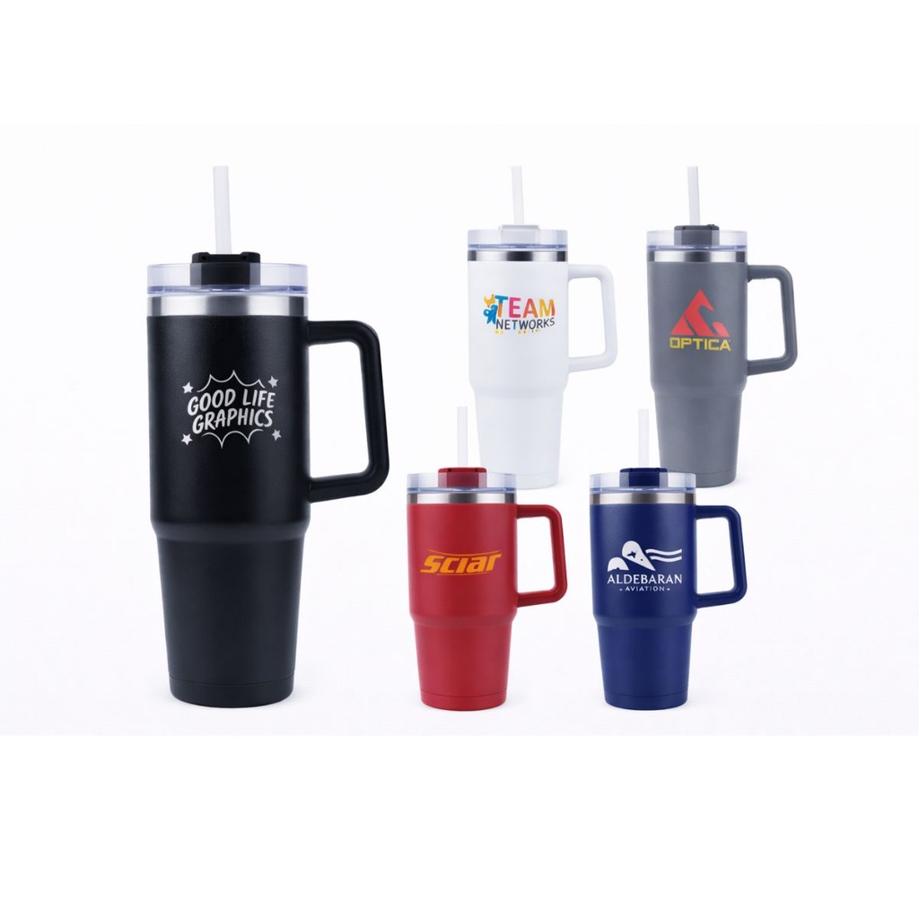30oz SS Double Wall Vacuum Mug & Straw Lid with Twist Closure