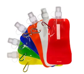 [WB-010] 16 oz Foldable Reusable Collapsible Water Bottle with Carabiner