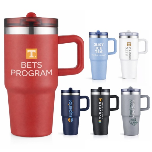 [LS-216] 20oz Vacuum Insulated Stainless Steel Mug with Built-In Straw Lid