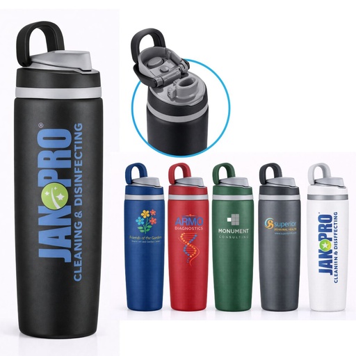 [LS-110] 25oz Double Wall Stainless Steel Vacuum Bottle with Carry Handle Lid