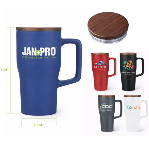 [LS-233] 18oz Classic Ceramic Mug with Wooden Lid