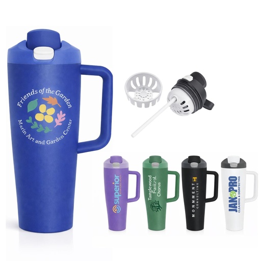 [LS-111] 30 oz Vacuum Insulated Stainless Steel Water Mug with Handle & Straw