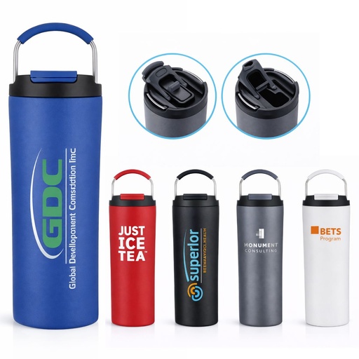 [LS-115] 21 oz Vacuum Insulated Stainless Steel Bottle with Handle & Dual Lid
